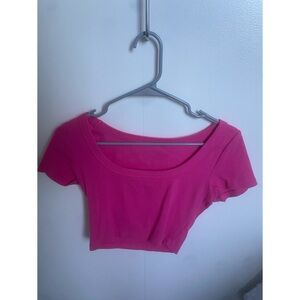 pink crop top